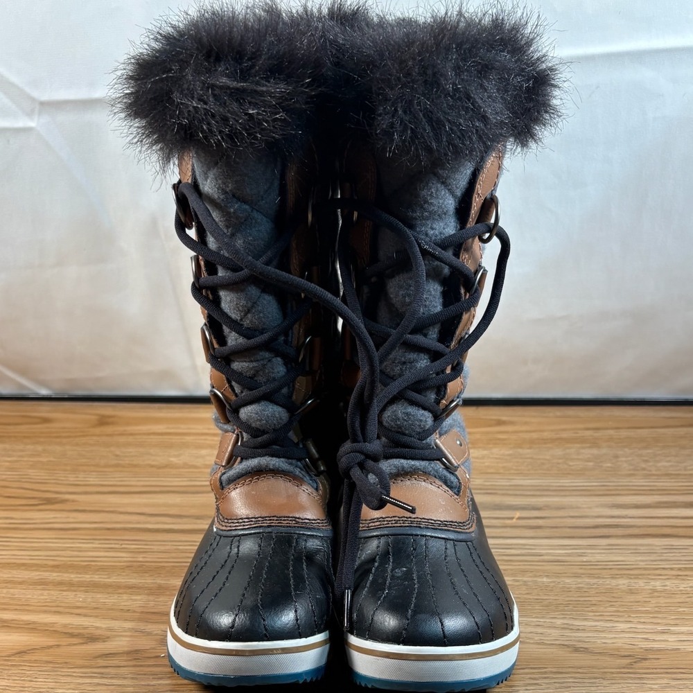 Sorel Tofino Winter Boot‎ Women 8 Gray BLK NL2113-242 Waterproof Quilted Leather